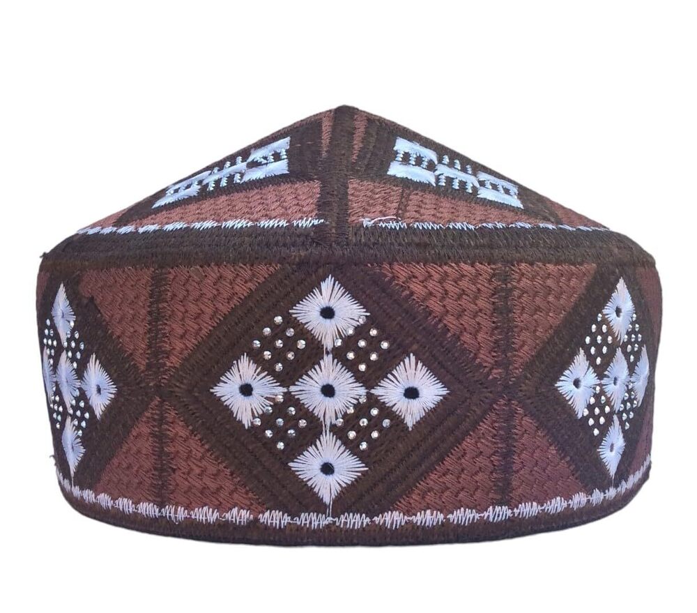 9991 Unisex Kufi 's Multicolor Koofi Handmade Stoned Caps Headwear Eid